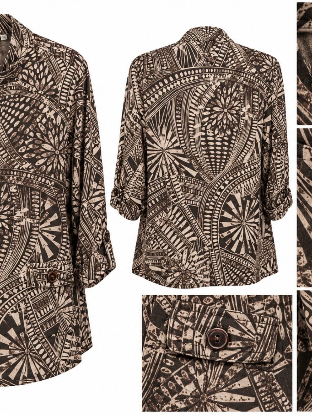 Printed Black & Cream Lightweight Women's Jacket